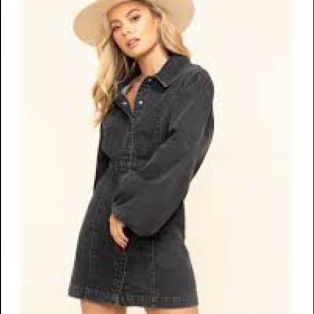 NWT free people black denim mini dress XS